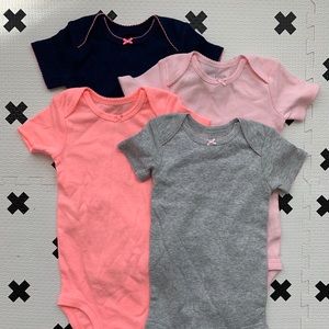 Bundle of 4 simple onesies! Grey, navy and 2 pinks